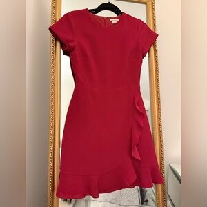 Club Monaco Red Side Ruffle Dress
